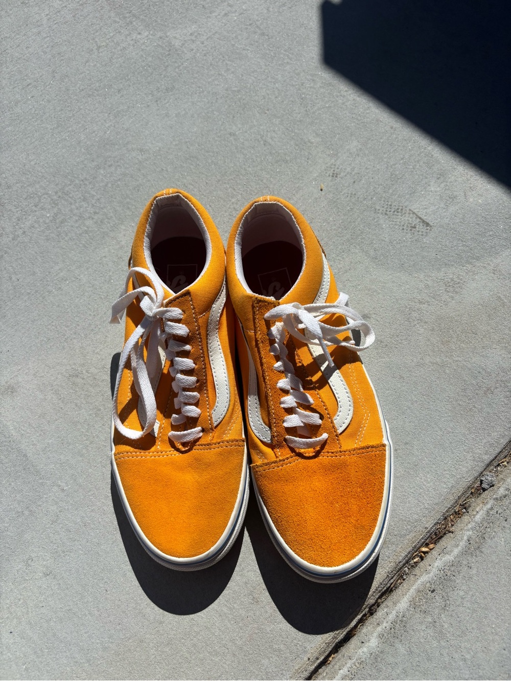Vans Women's Orange Old Skool Sneakers with White Stripe